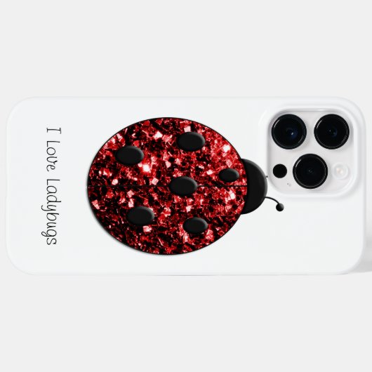 Donkerrood lieveheersbeestje faux glitter sprankel Case-Mate iPhone case (Achterkant (horizontaal))