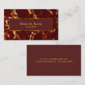 Donkerrood marmer en metallisch gouddesign visitekaartje (Voorkant / Achterkant)
