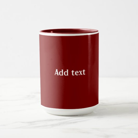 Donkerrood, Maroon effen kleur, witte tekst, Mok (Midden)