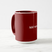 Donkerrood, Maroon effen kleur, witte tekst, Mok (Voorkant links)