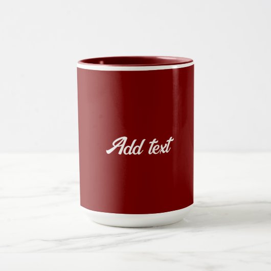 Donkerrood, Maroon effen kleur, witte tekst, Mok (Midden)
