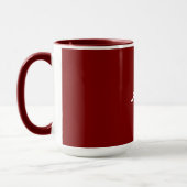 Donkerrood, Maroon effen kleur, witte tekst, Mok (Links)