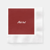 Donkerrood, Maroon effen kleur, witte tekst, Servet (Voorkant)