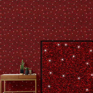 Donkerrood met Sparkle Stars Behang