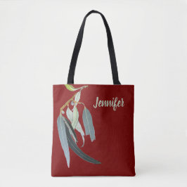Donkerrood met Waterverf Bladeren Genoemd Tote Bag