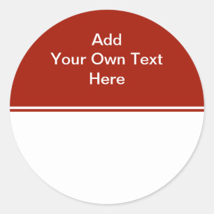 Donkerrood met wit gebied en tekst. ronde sticker