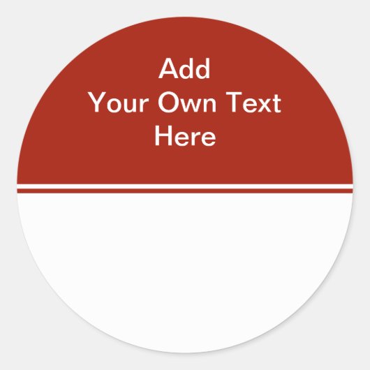 Donkerrood met wit gebied en tekst. ronde sticker (Voorkant)