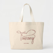Donkerrood modern handschrift hart Toscane Grote Tote Bag (Voorkant)