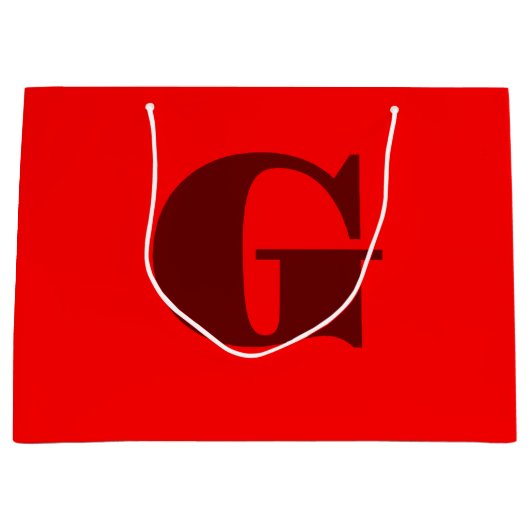 Donkerrood Modern Letter Monogram | Rood Groot Cadeauzakje (Voorkant)