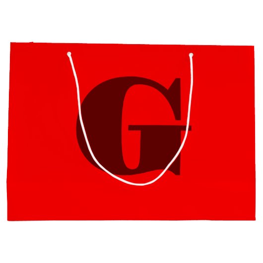 Donkerrood Modern Letter Monogram | Rood Groot Cadeauzakje (Achterkant)