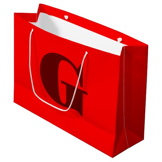 Donkerrood Modern Letter Monogram | Rood Groot Cadeauzakje (Voorkant Gekanteld)