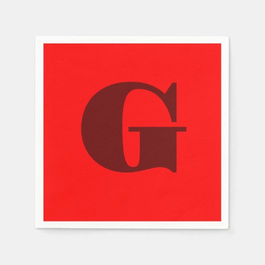 Donkerrood Modern Letter Monogram | Rood Servet (Voorkant)