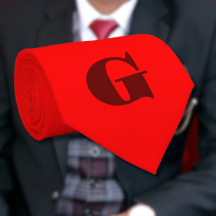 Donkerrood Modern Letter Monogram Rood Stropdas