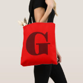 Donkerrood Modern Letter Monogram | Rood Tote Bag (Dichtbij)