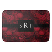 Donkerrood monogram Abstract wervelpatroon Badmat (Voorkant)