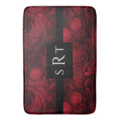 Donkerrood monogram Abstract wervelpatroon Badmat (Voorkant Verticaal)