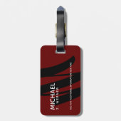 Donkerrood monogram bagagelabel (Achterkant verticaal)