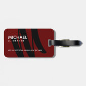 Donkerrood monogram bagagelabel (Achterkant horizontaal)