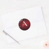 Donkerrood monogram ronde sticker (Envelop)