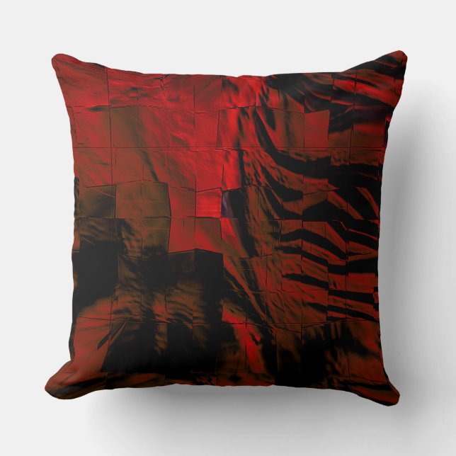 Donkerrood mozaïek met licht geslepen en satijn kussen (Voorkant)