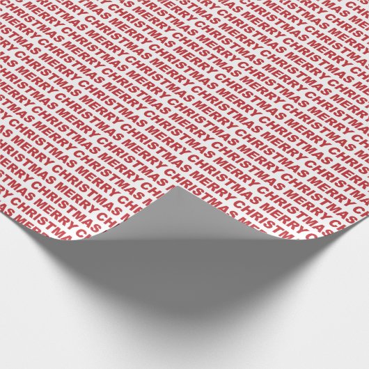 Donkerrood op witte kersttypografie cadeaupapier (Hoek)