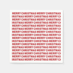 Donkerrood op witte kersttypografie servet