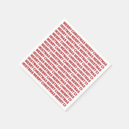 Donkerrood op witte kersttypografie servet (Hoek)