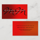 Donkerrood Oranje achtergrond monogram Visitekaart Visitekaartje (Voorkant / Achterkant)