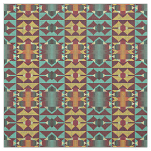 Donkerrood Oranje Blauwgroen Turquoise Groene Etni Stof