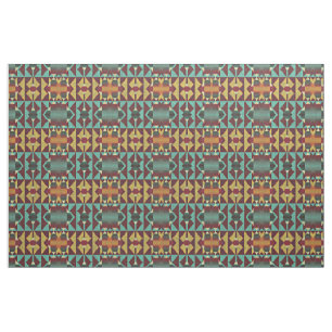 Donkerrood Oranje Blauwgroen Turquoise Groene Etni Stof