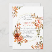 Donkerrood Oranje Floral Geometric Engagement Part Kaart (Voorkant)