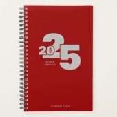 Donkerrood overlapt jaar spiraal wekelijks planner (Voorkant)