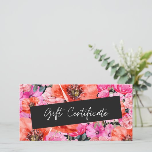 Donkerrood papaver Bloemen Zakelijk Cadeaubon (Staand voorkant)