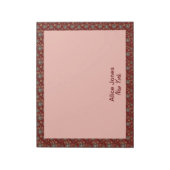 Donkerrood patroon bruine natuurlijke bloem notitieblok (Linkerzijde)