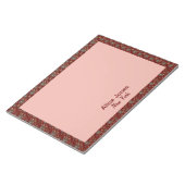 Donkerrood patroon bruine natuurlijke bloem notitieblok (Schuin)