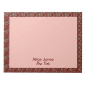 Donkerrood patroon bruine natuurlijke bloem notitieblok (Voorkant)