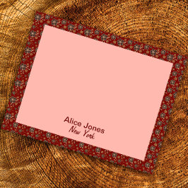 Donkerrood patroon bruine natuurlijke bloem notitieblok