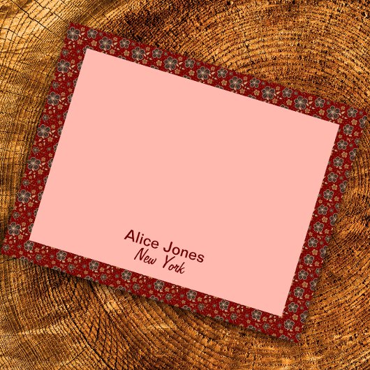 Donkerrood patroon bruine natuurlijke bloem notitieblok