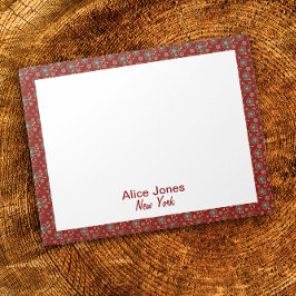 Donkerrood patroon bruine natuurlijke bloem notitieblok