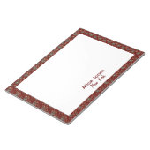 Donkerrood patroon bruine natuurlijke bloem notitieblok (Schuin)