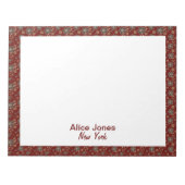 Donkerrood patroon bruine natuurlijke bloem notitieblok (Voorkant)