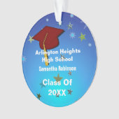 Donkerrood Pet en Sterren Acryl Afstuderen Ornamen Ornament (voorkant)