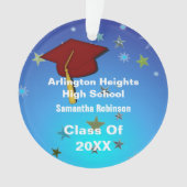 Donkerrood Pet en Sterren Acryl Afstuderen Ornamen Ornament (voorkant)