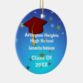 Donkerrood Pet en Sterren Afstuderen Ornament (Rechts)
