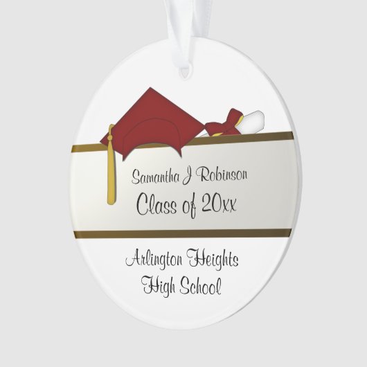 Donkerrood Petten Afstuderen Acryl Ornament (voorkant)