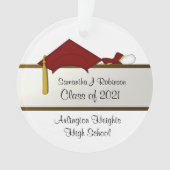 Donkerrood Petten Afstuderen Acryl Ornament (voorkant)