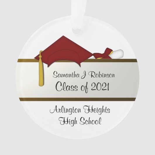 Donkerrood Petten Afstuderen Acryl Ornament (voorkant)