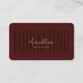 Donkerrood professioneel marketingmonogram visitekaartje (Voorkant)