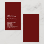 Donkerrood professionele vlakte modern stijlvol visitekaartje (Voorkant / Achterkant)