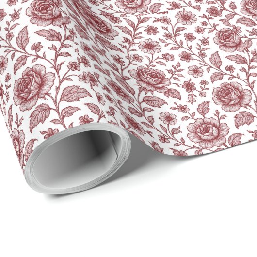 Donkerrood Roos Cadeaupapier (Rol Hoek)